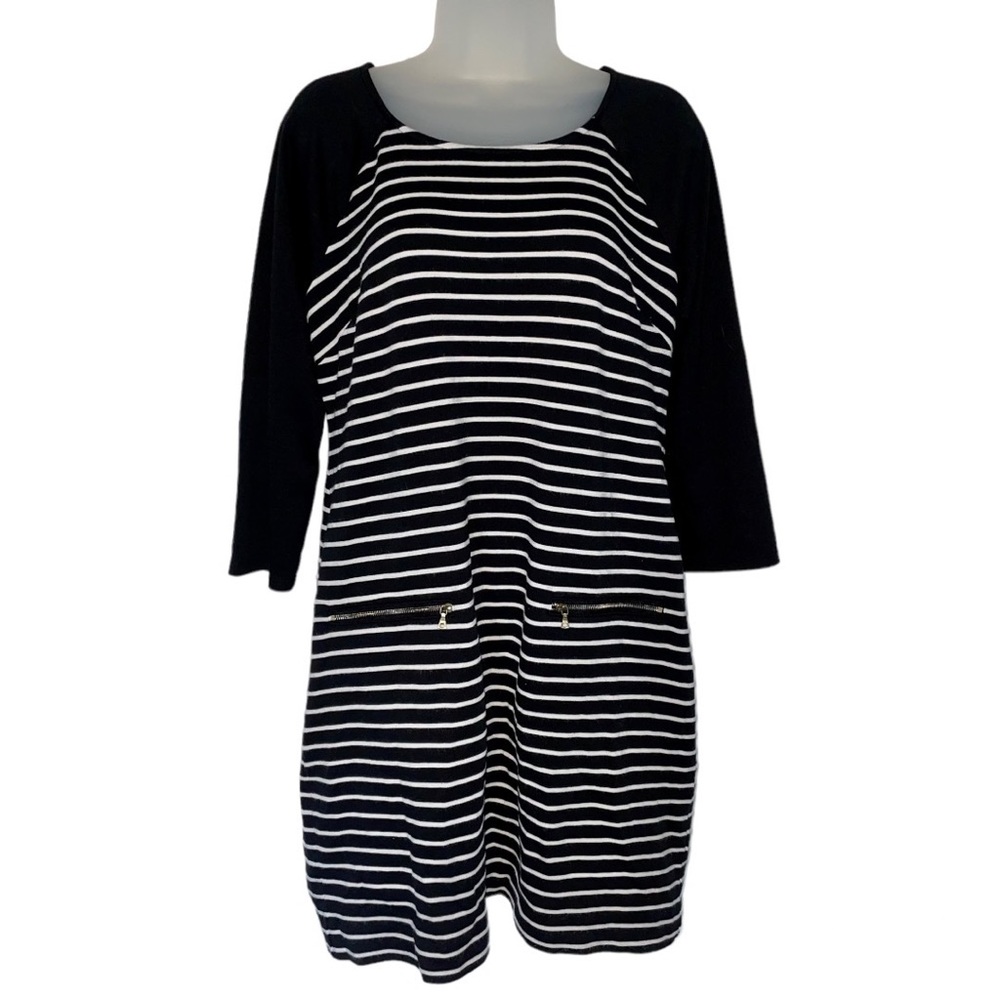 The Limited Black White Stripe Dress Fall Winter L